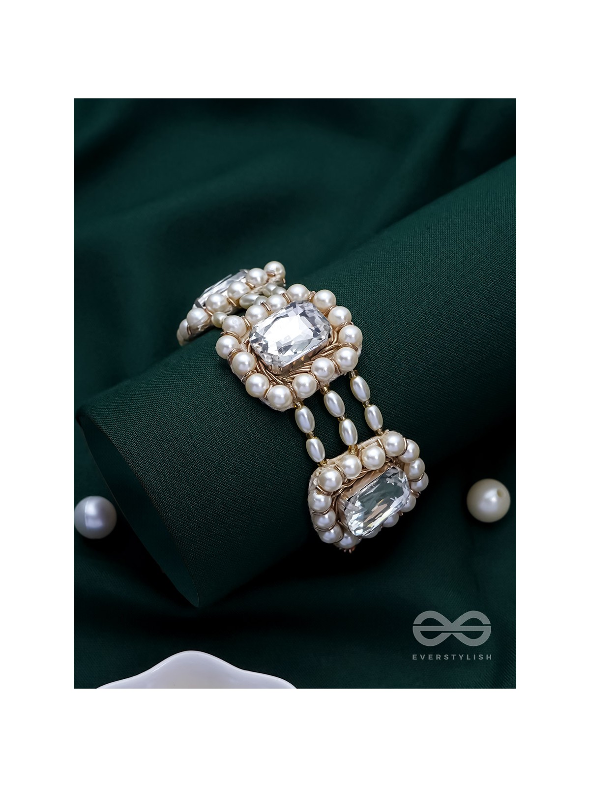 Bhaamin- The Blazing Light- Stone and Dabka Embroidered Bracelet