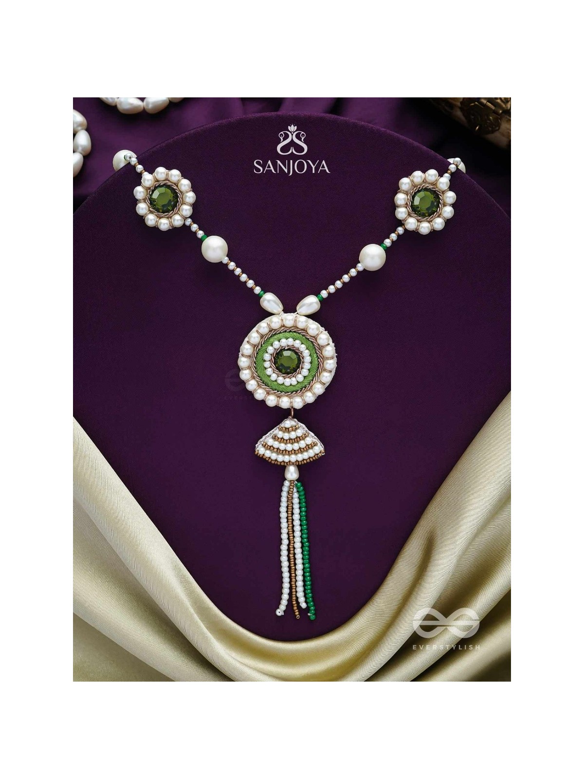 Salamkara- The Adorned- Stones, Pearls and Beads Embroidered Necklace