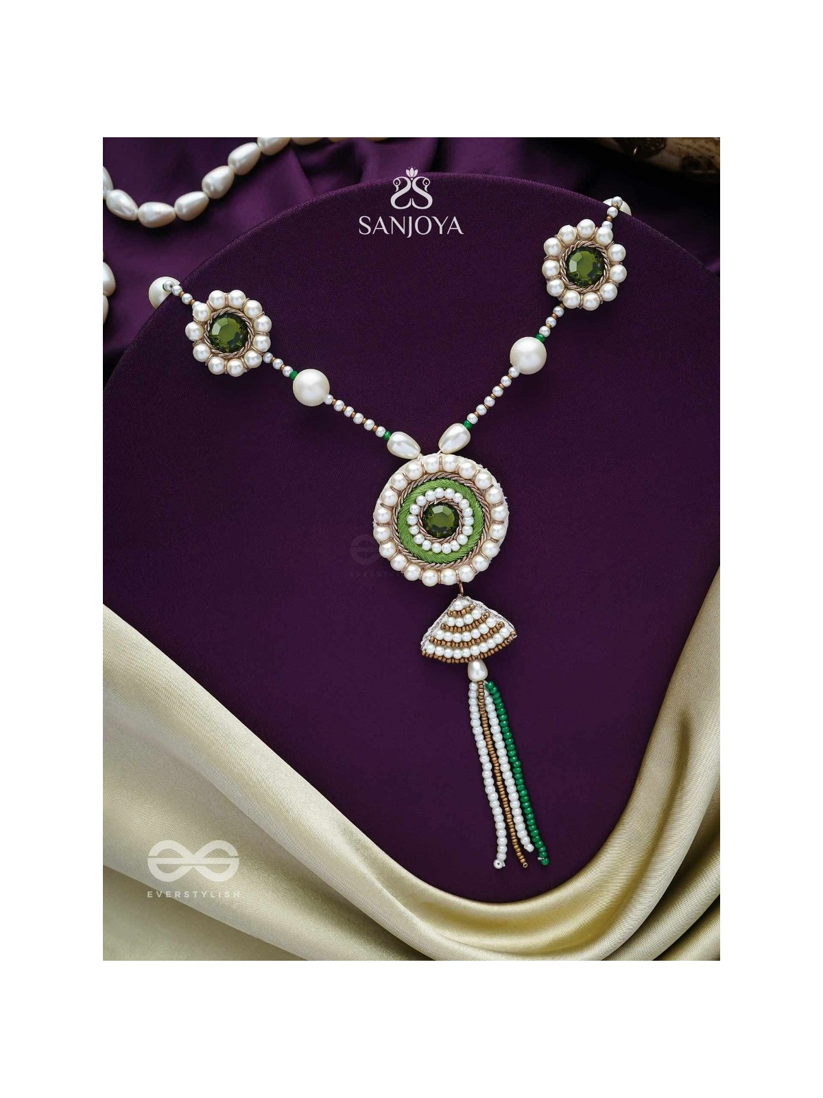 Salamkara- The Adorned- Stones, Pearls and Beads Embroidered Necklace