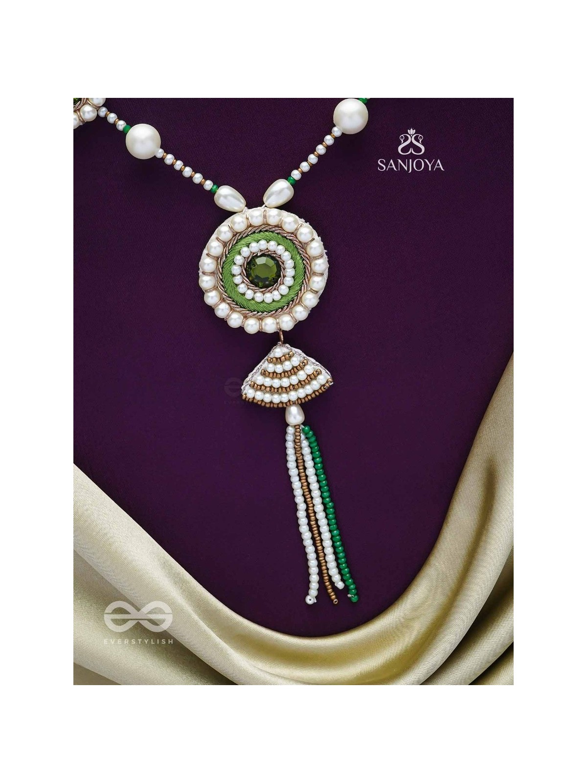 Salamkara- The Adorned- Stones, Pearls and Beads Embroidered Necklace