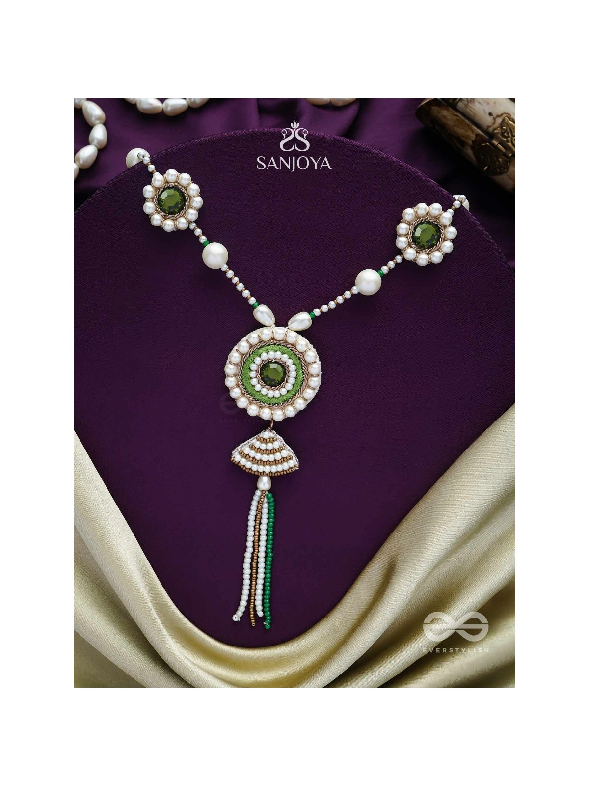 Salamkara- The Adorned- Stones, Pearls and Beads Embroidered Necklace