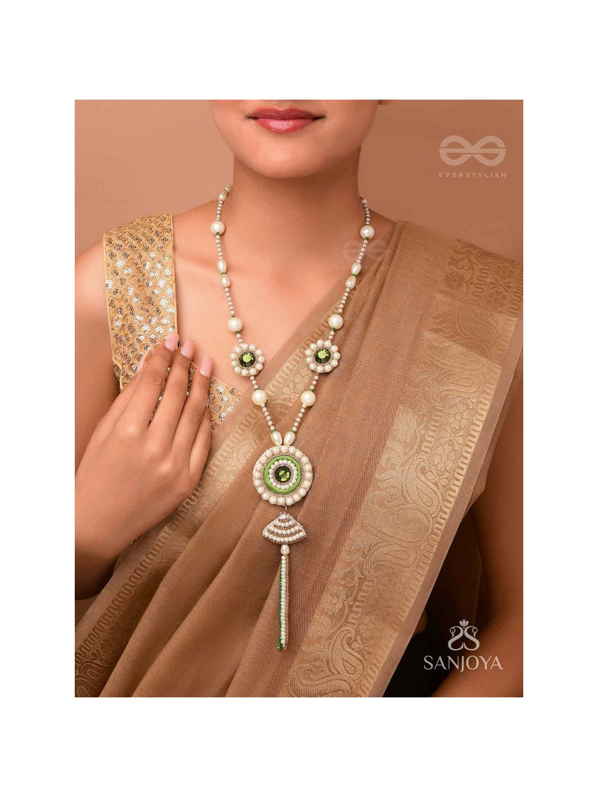 Salamkara- The Adorned- Stones, Pearls and Beads Embroidered Necklace