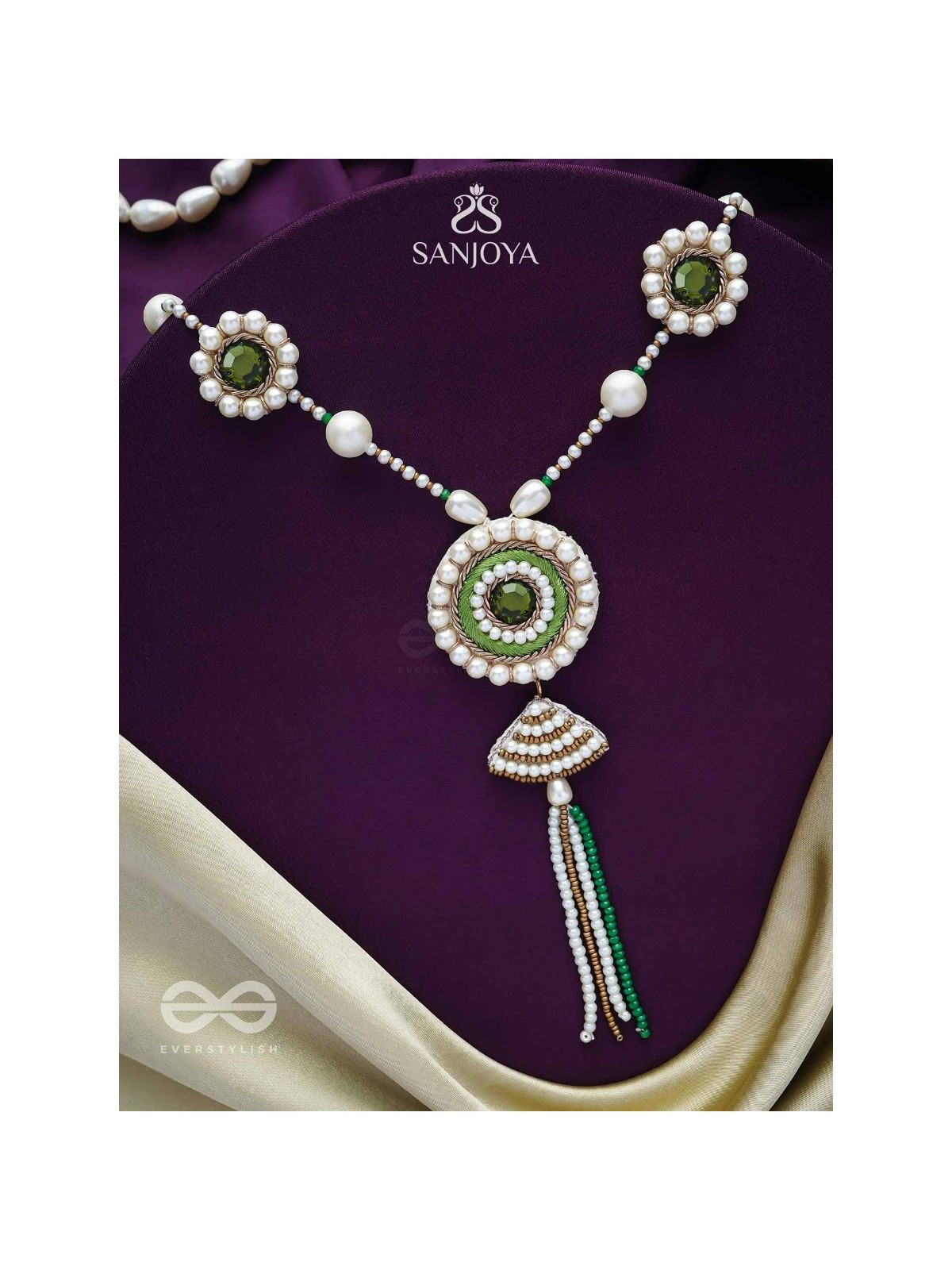 Salamkara- The Adorned- Stones, Pearls and Beads Embroidered Necklace