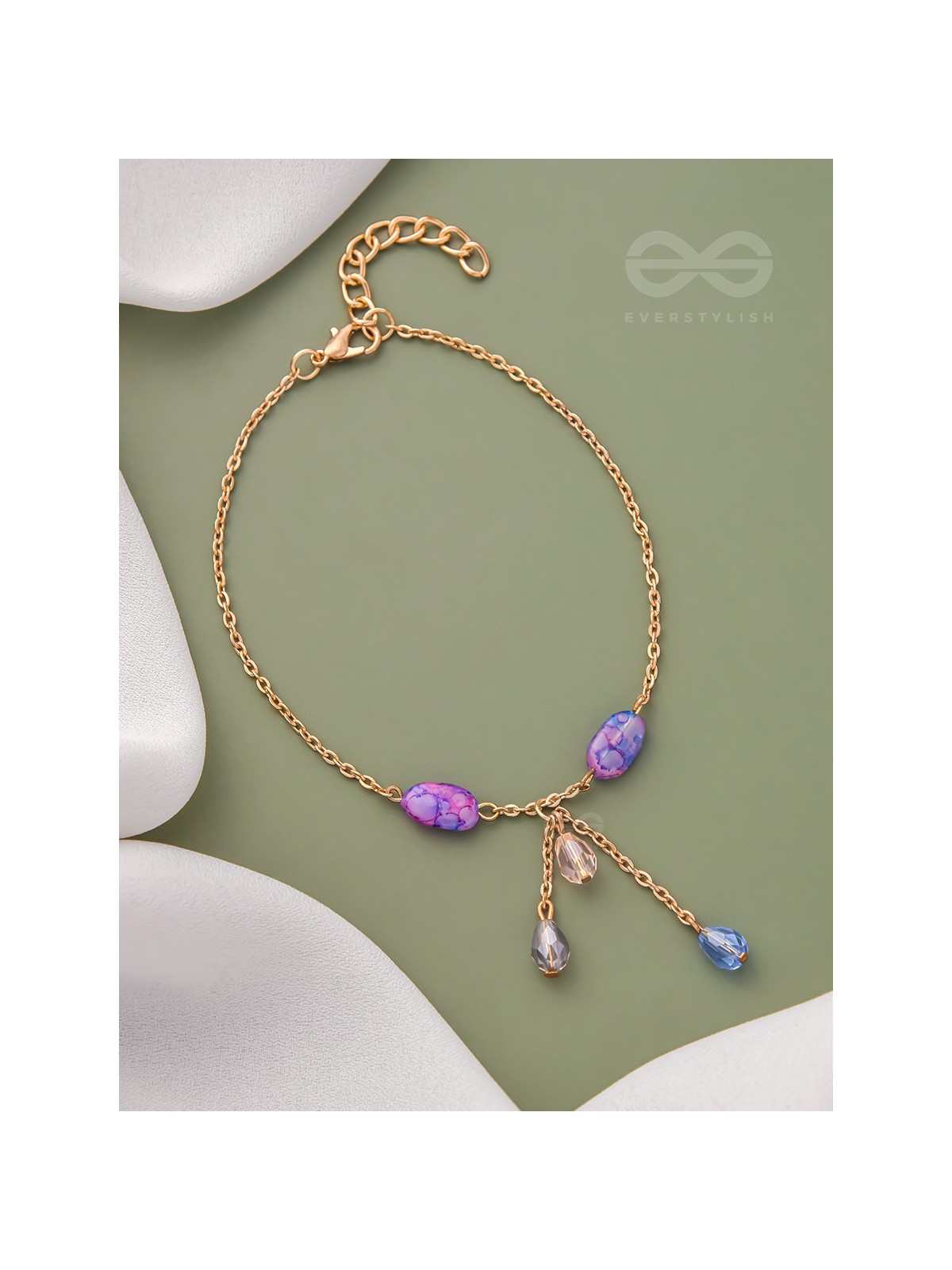 The Purple Moon- Golden Stones and Beads Bracelet