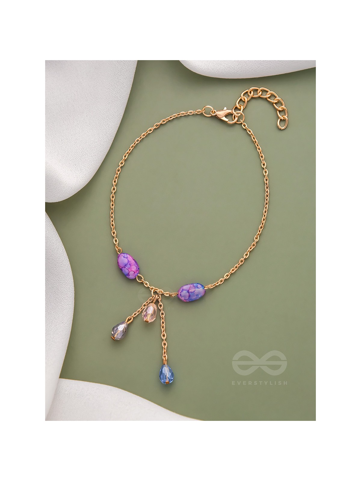 The Purple Moon- Golden Stones and Beads Bracelet