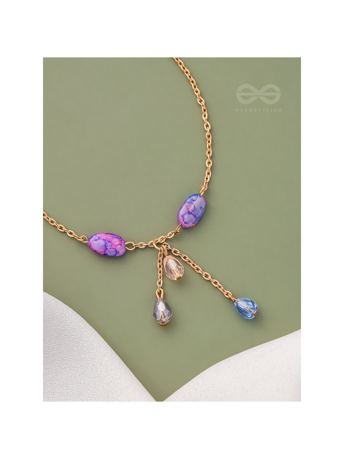 The Purple Moon- Golden Stones and Beads Bracelet