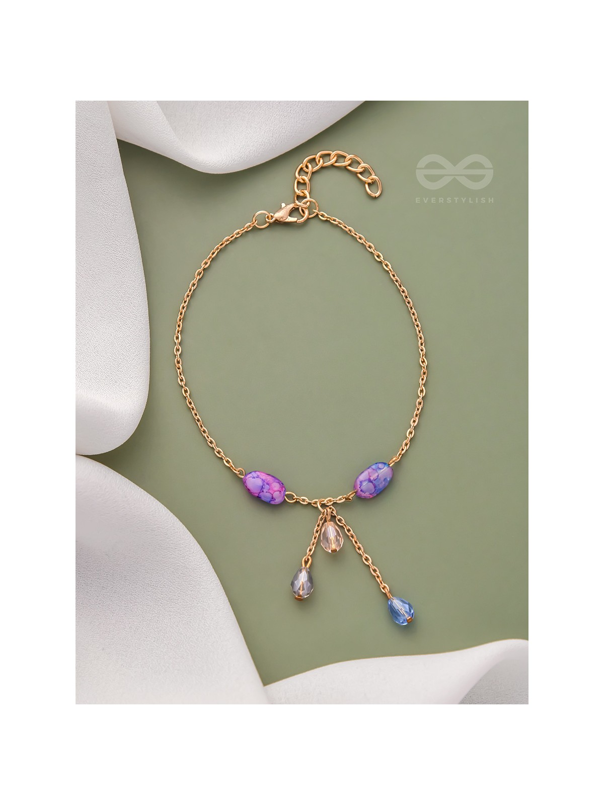 The Purple Moon- Golden Stones and Beads Bracelet