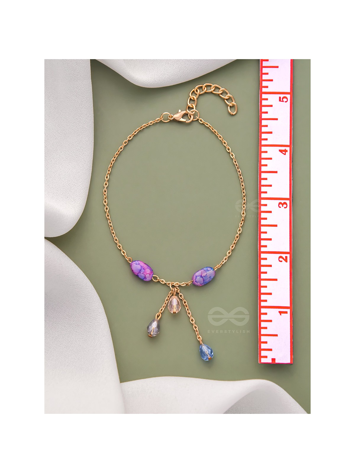The Purple Moon- Golden Stones and Beads Bracelet