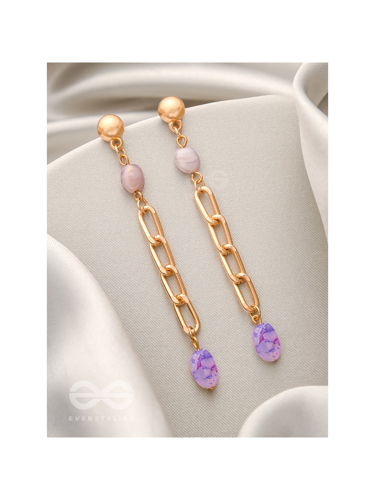 THE CHAIN OF GLORY- GOLDEN EMBELLISHED EARRINGS (ORCHID PURPLE)