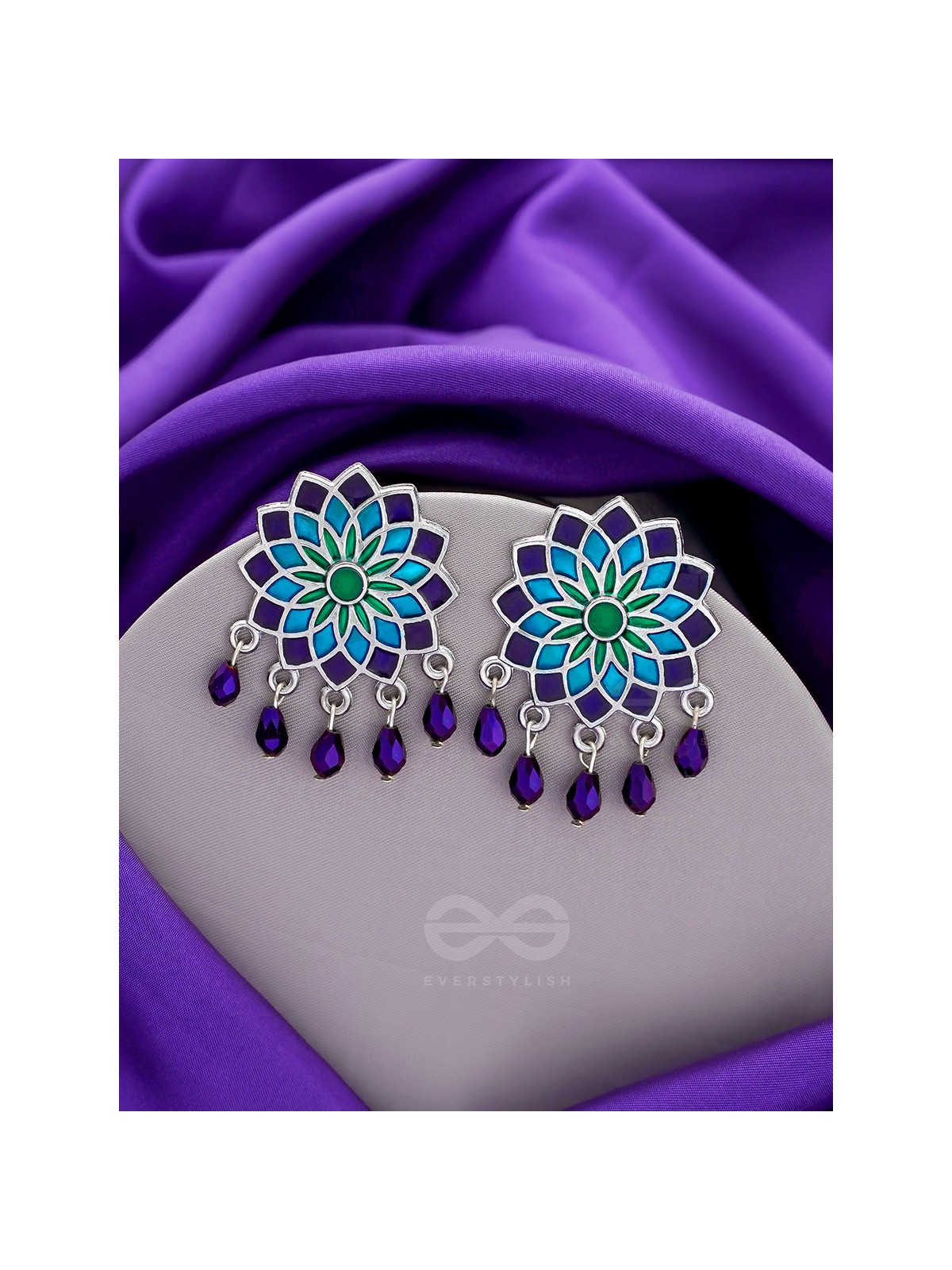 The Midnight Sun- Silver Enamelled Earrings