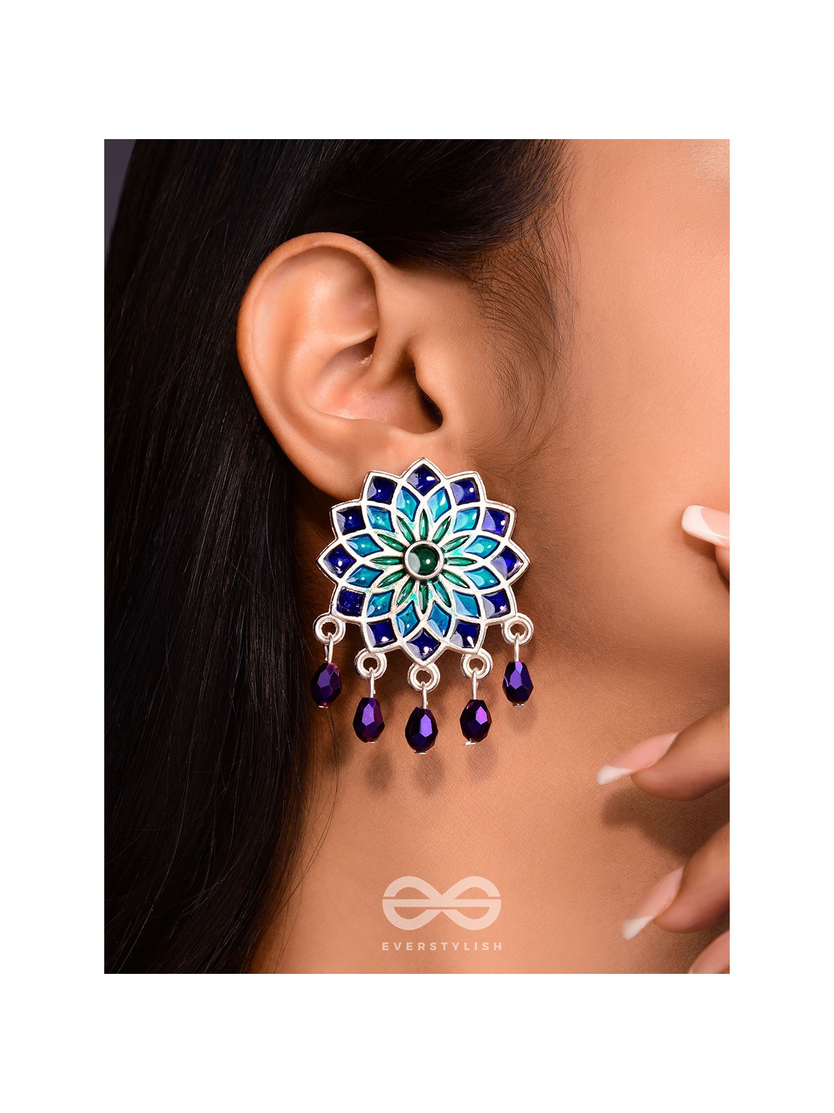 The Midnight Sun- Silver Enamelled Earrings