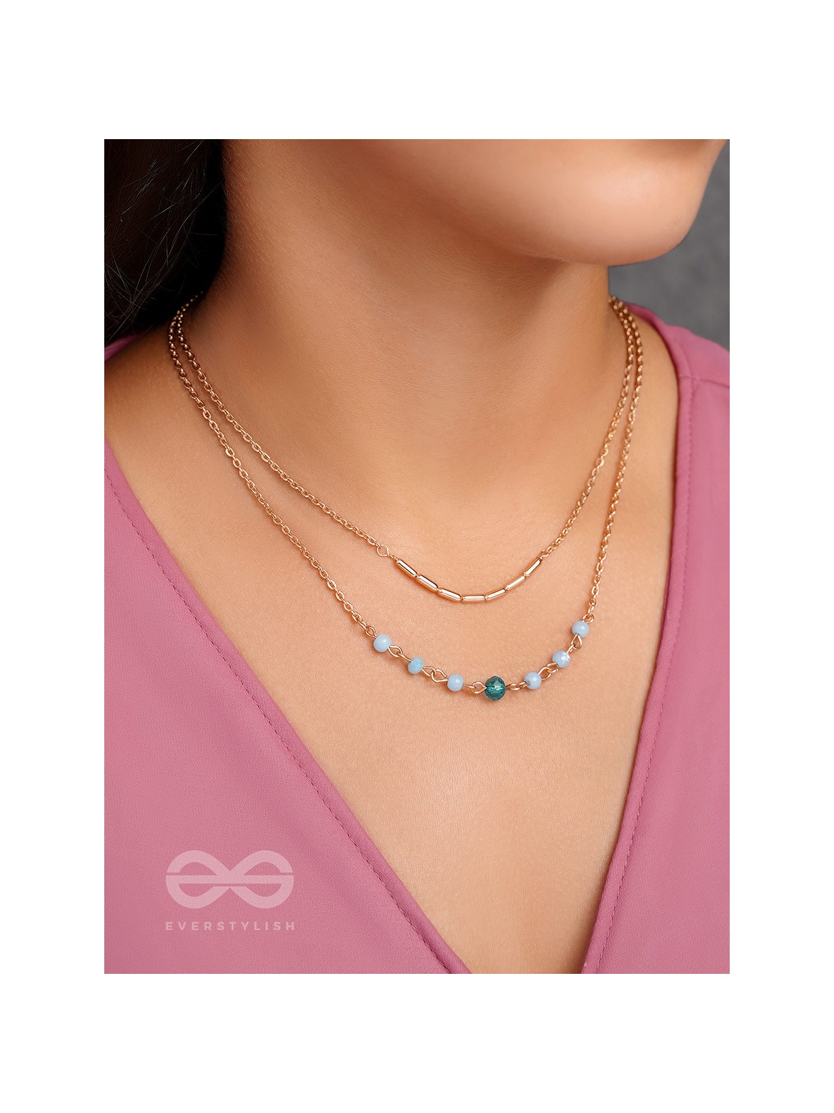 The Wonder Waters- Golden Layered Necklace With Anti-Tarnish Coating 