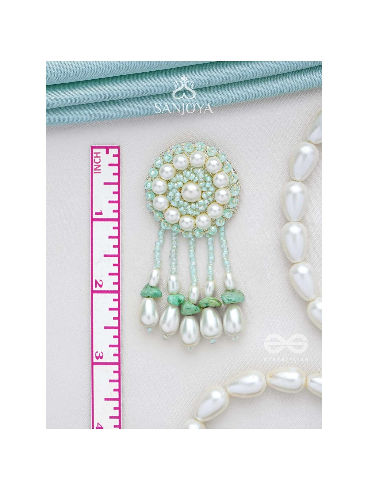 Yavasa- The Green Pasture- Pearls and Stones Embroidered Earrings