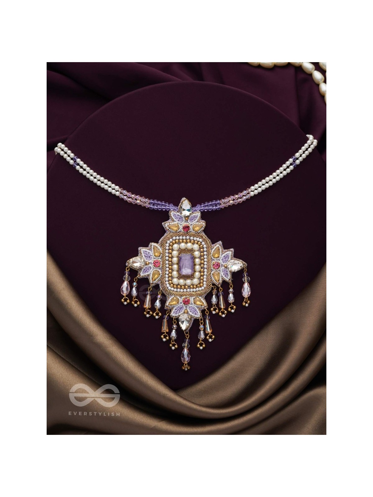 Samalya- The Decorated Diadem- Pearls, Stones and Beads Embroidered Neckpiece