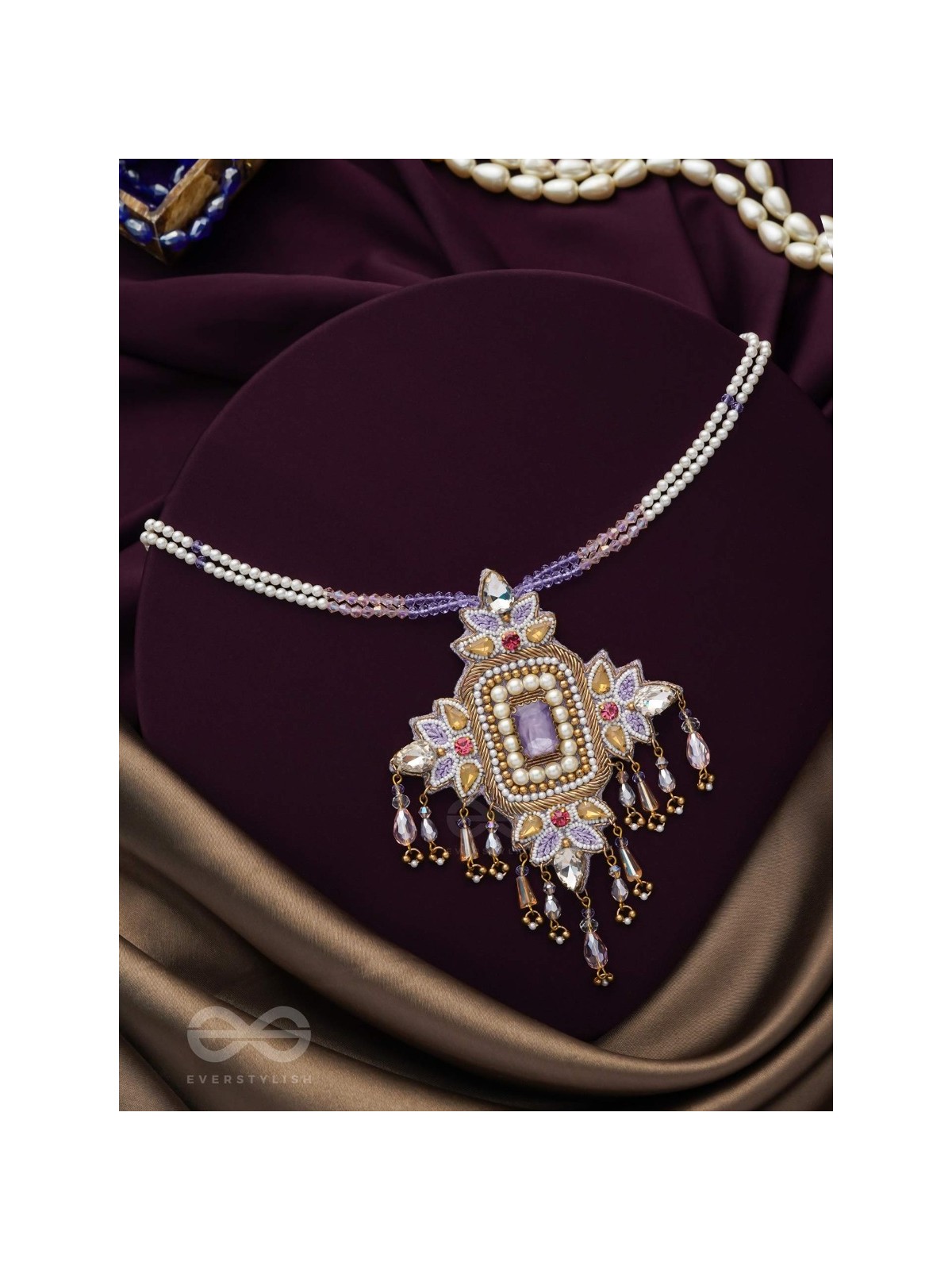 Samalya- The Decorated Diadem- Pearls, Stones and Beads Embroidered Neckpiece