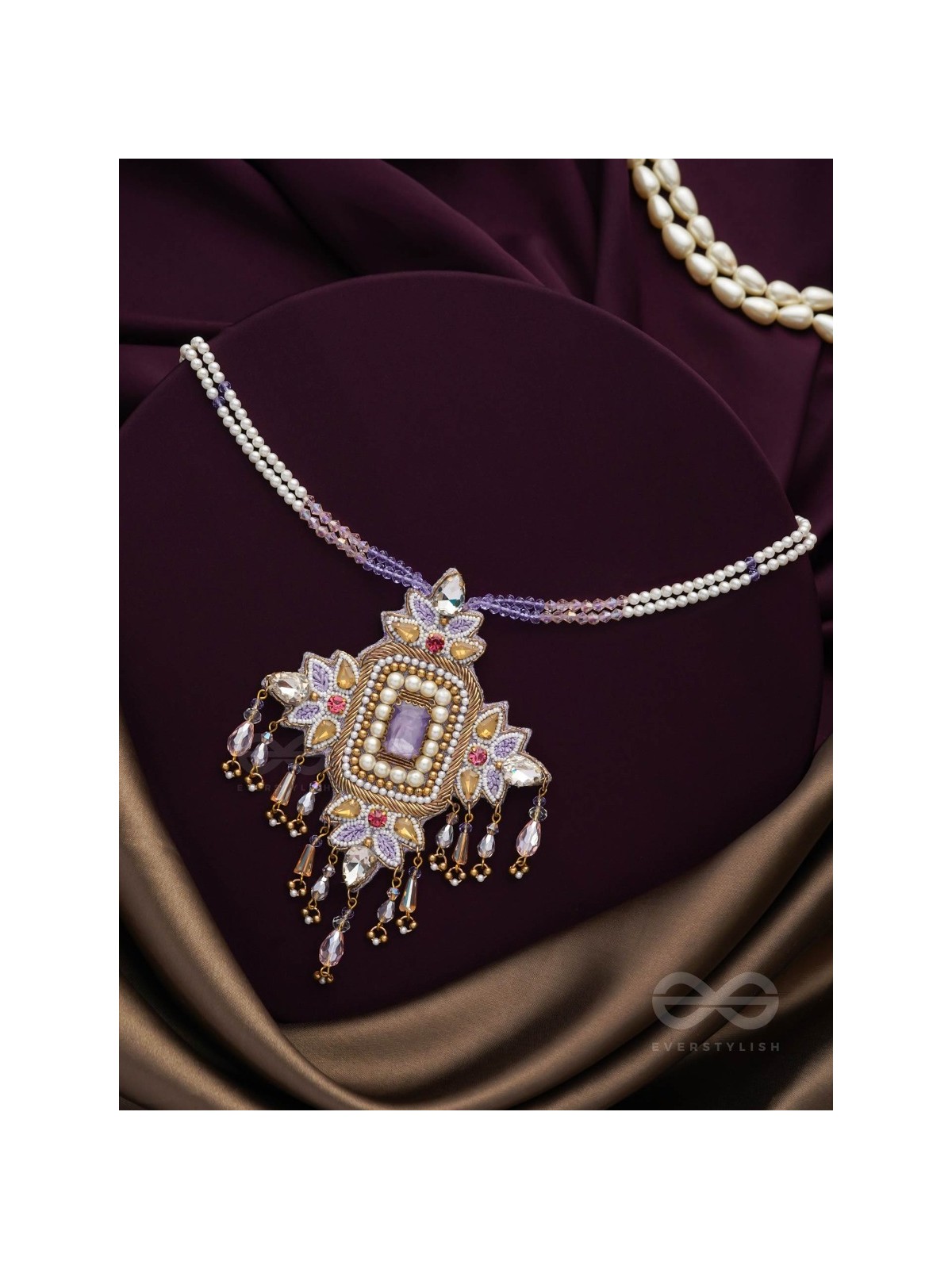 Samalya- The Decorated Diadem- Pearls, Stones and Beads Embroidered Neckpiece