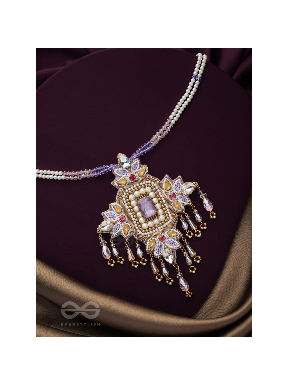 Samalya- The Decorated Diadem- Pearls, Stones and Beads Embroidered Neckpiece