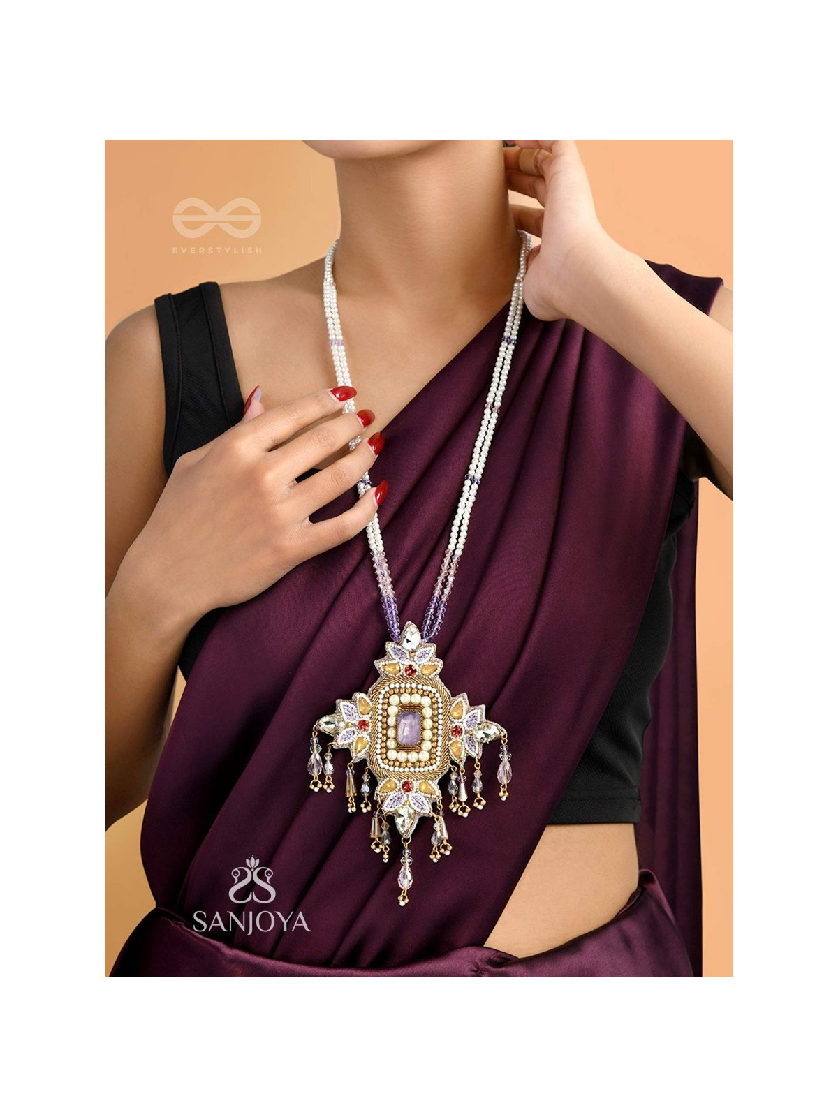 Samalya- The Decorated Diadem- Pearls, Stones and Beads Embroidered Neckpiece