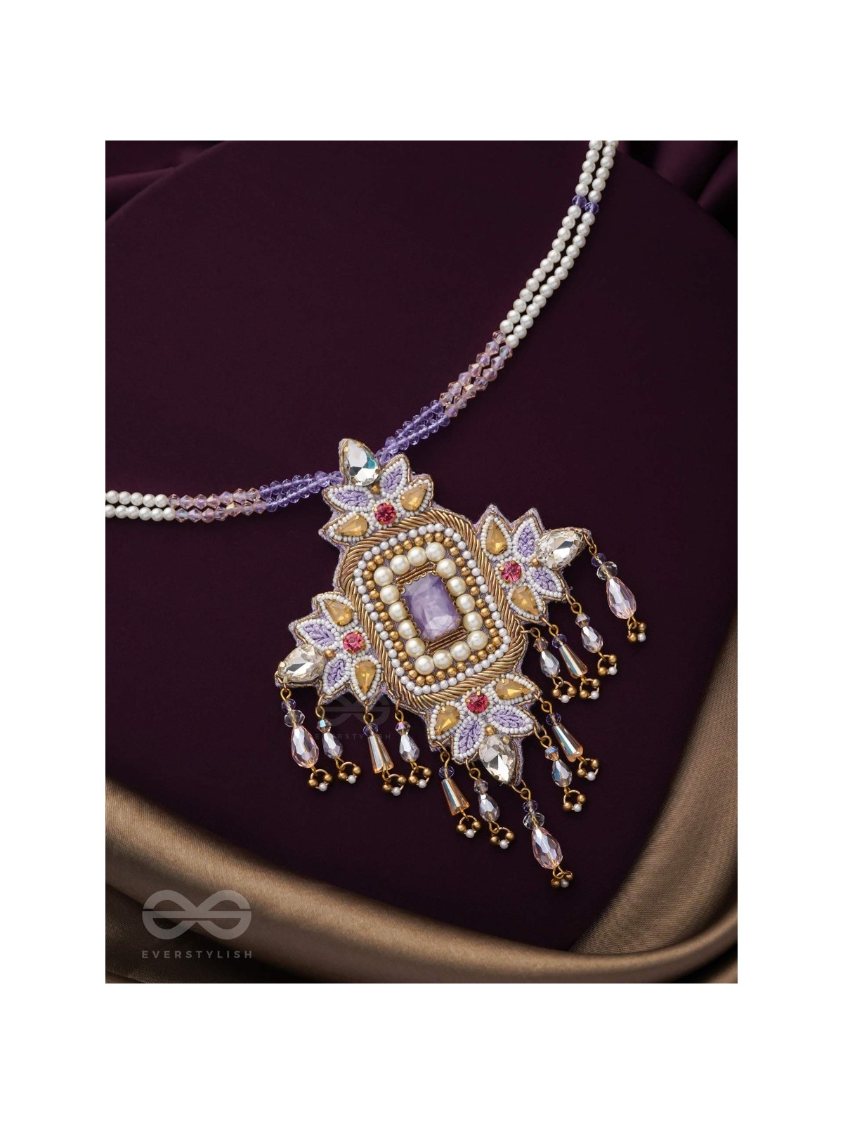 Samalya- The Decorated Diadem- Pearls, Stones and Beads Embroidered Neckpiece