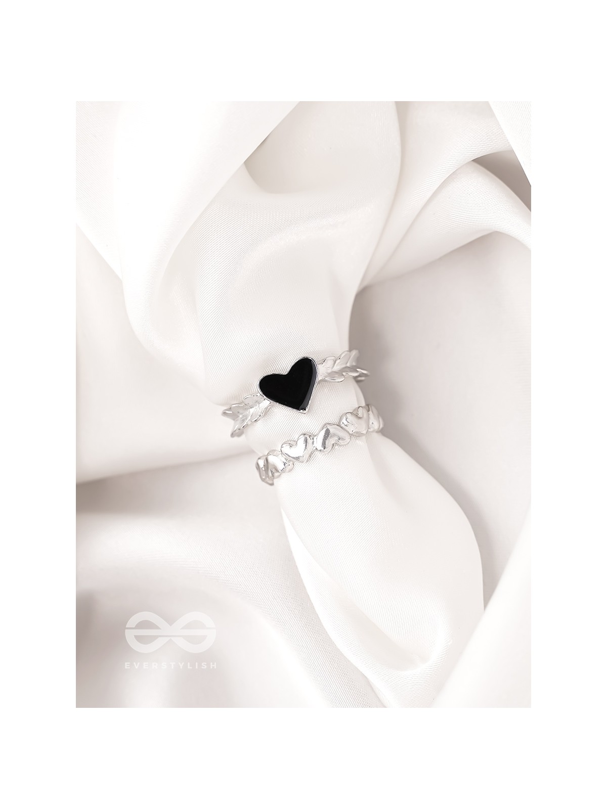 String of Hearts- Set of Two Silver Rings