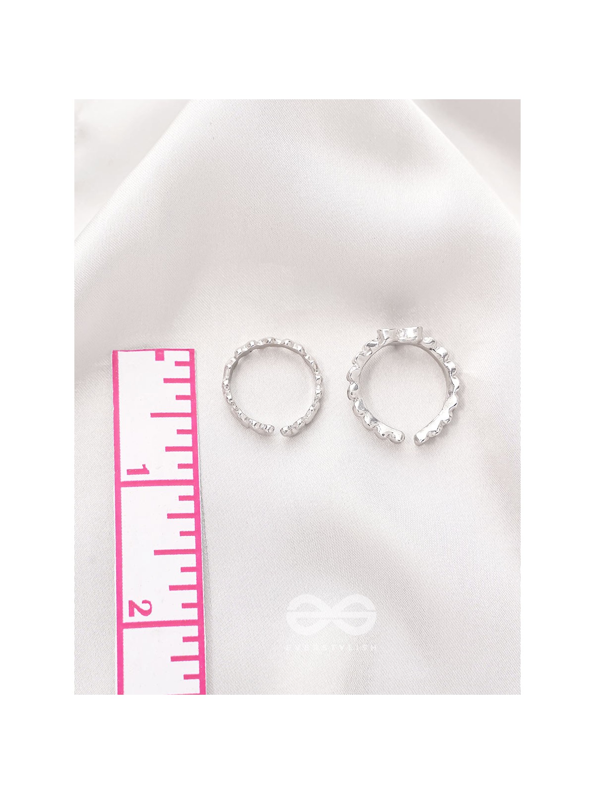 String of Hearts- Set of Two Silver Rings