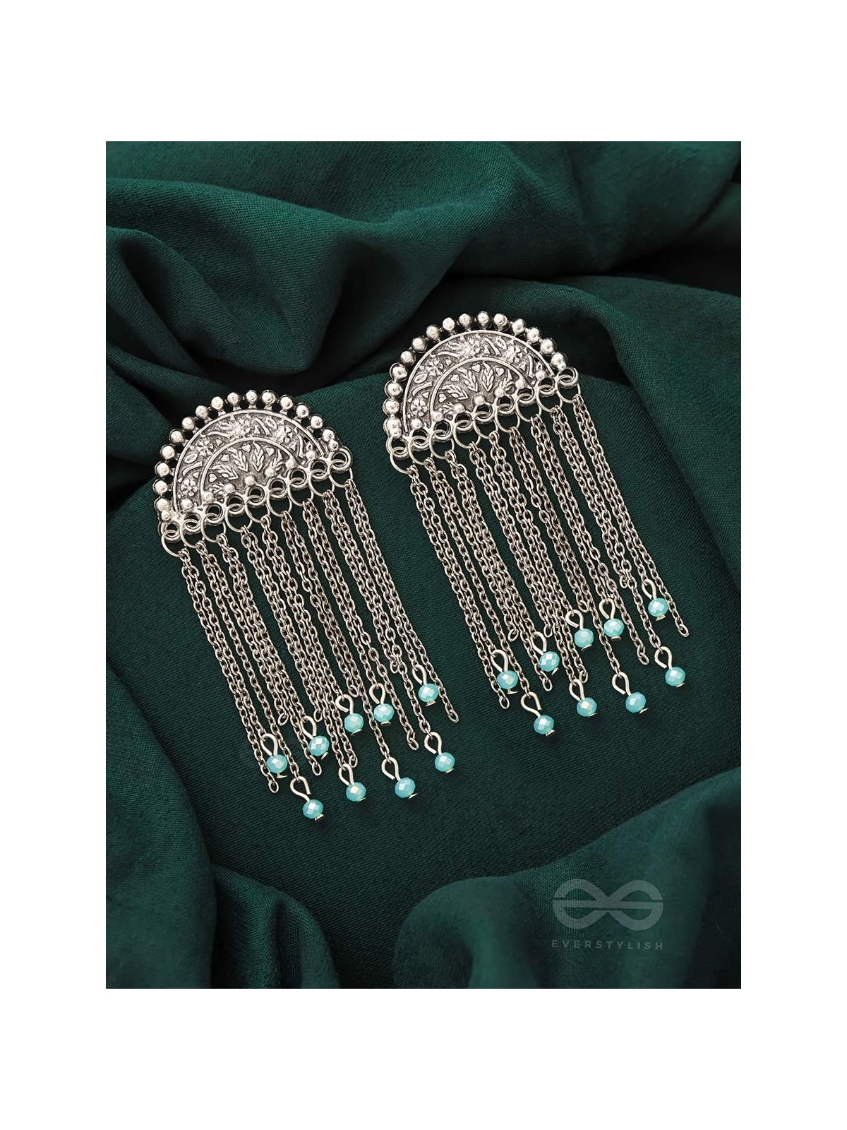 The Frozen Cascade- Oxidized Beads Earrings