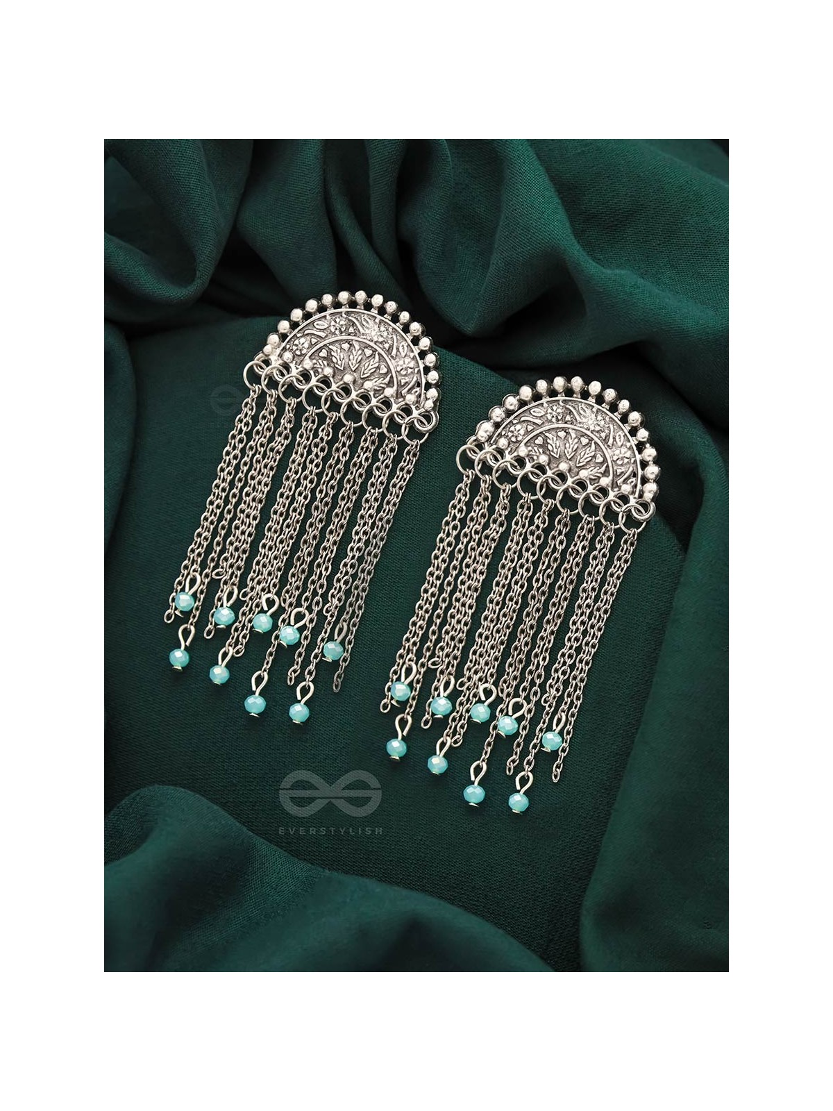 The Frozen Cascade- Oxidized Beads Earrings