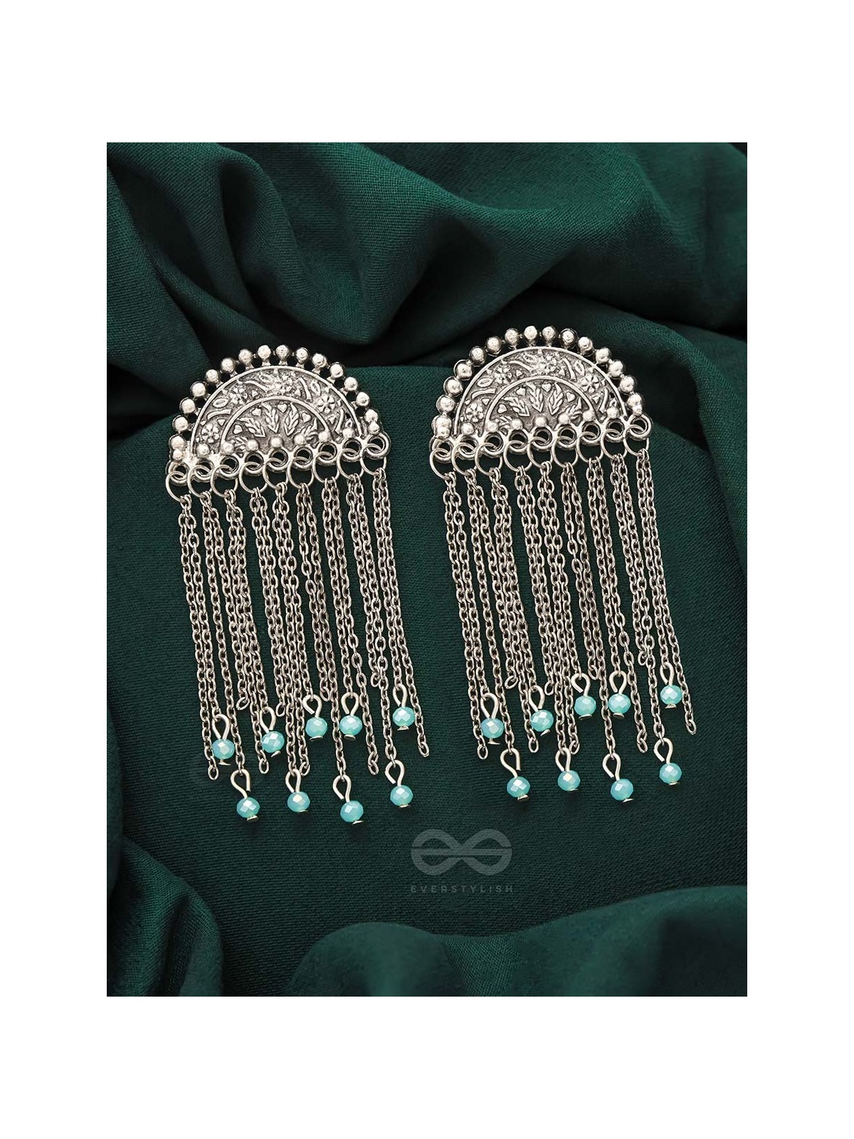 The Frozen Cascade- Oxidized Beads Earrings