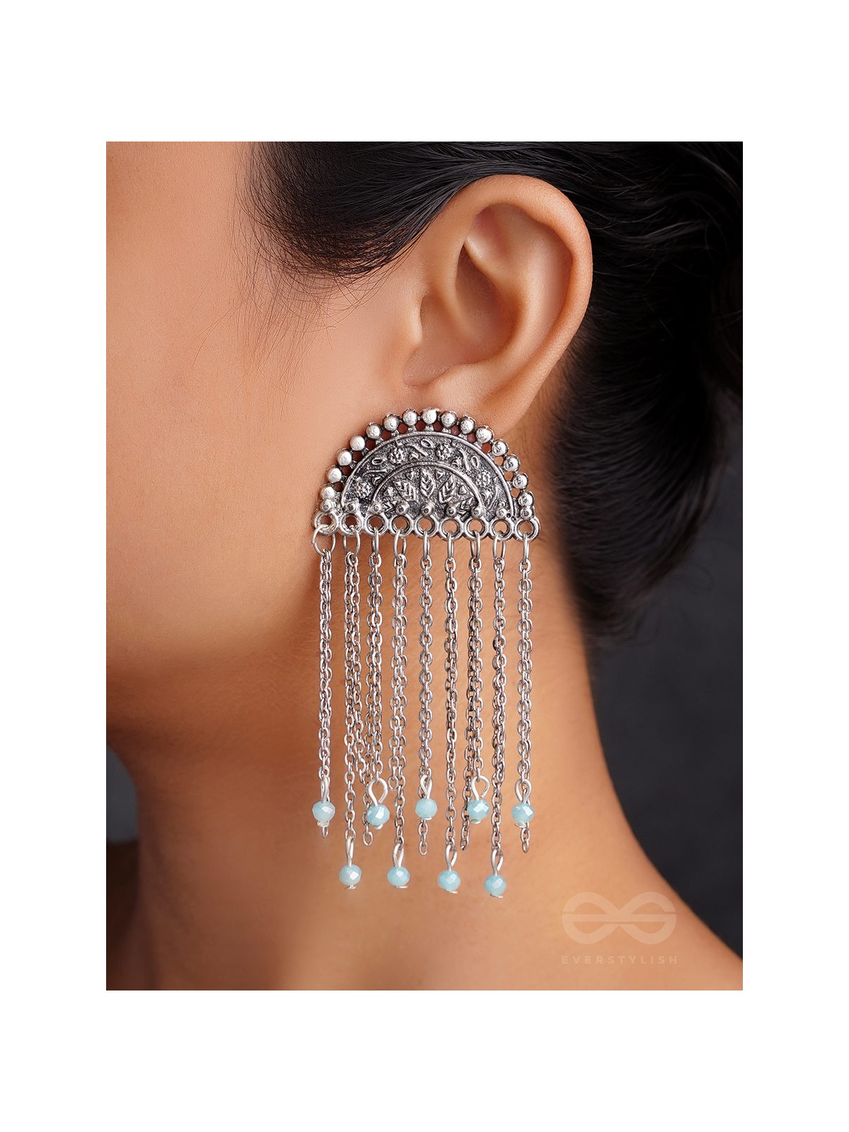 The Frozen Cascade- Oxidized Beads Earrings