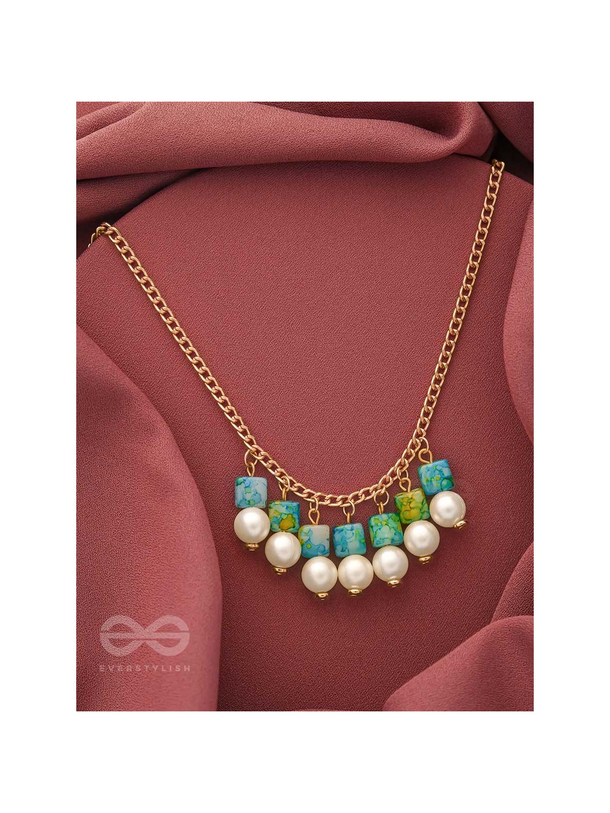 April Shower- Golden Pearls Necklace With Anti-Tarnish Coating 