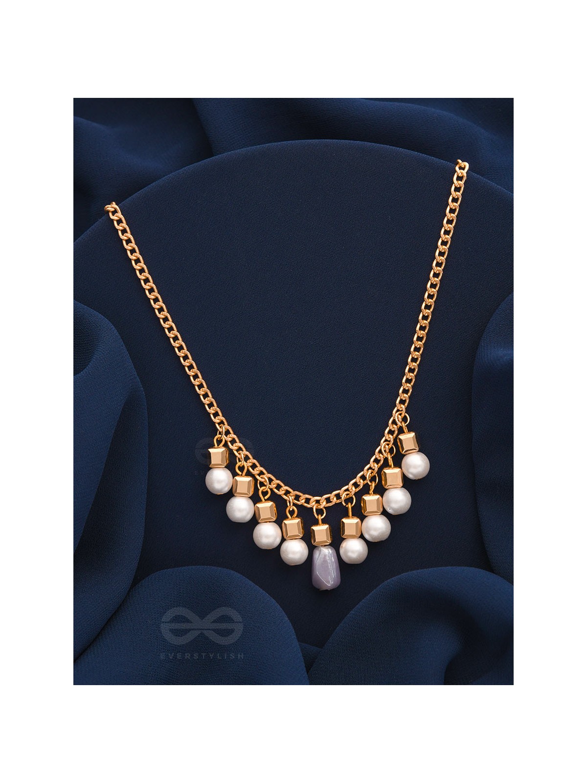 Glowing Lanterns- Golden Pearls Necklace With Anti-Tarnish Coating 