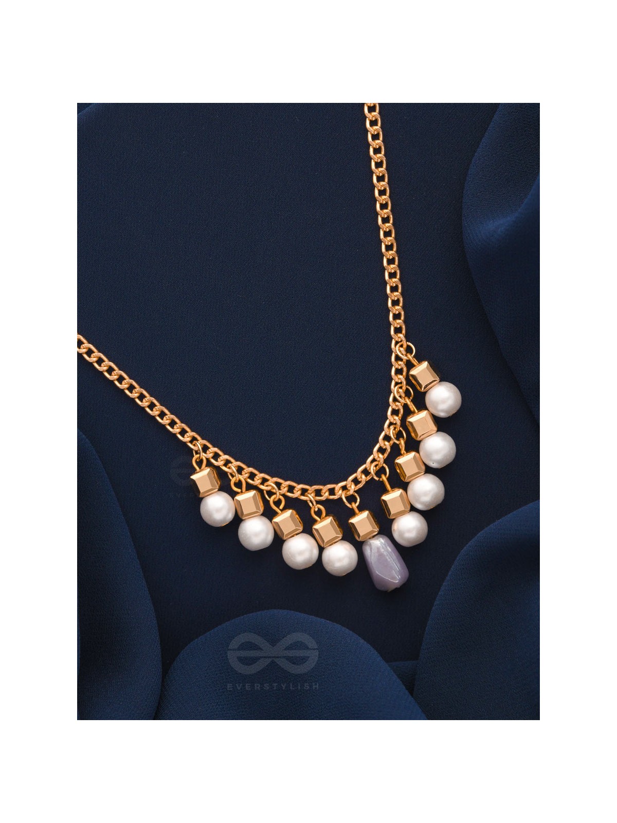 Glowing Lanterns- Golden Pearls Necklace With Anti-Tarnish Coating 