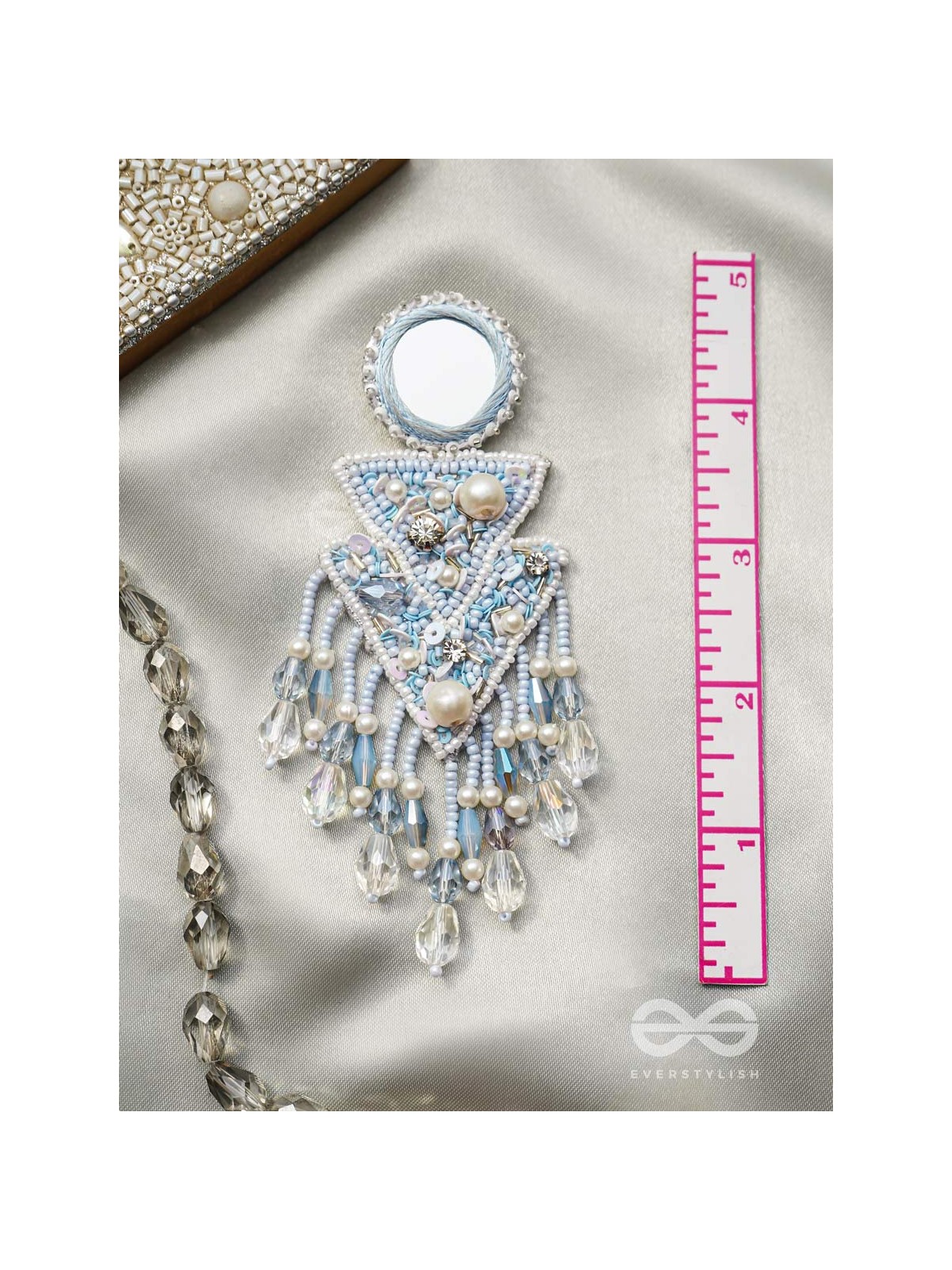 Rasayana- The Elixir Rain- Mirror and Pearls Embroidered Earrings