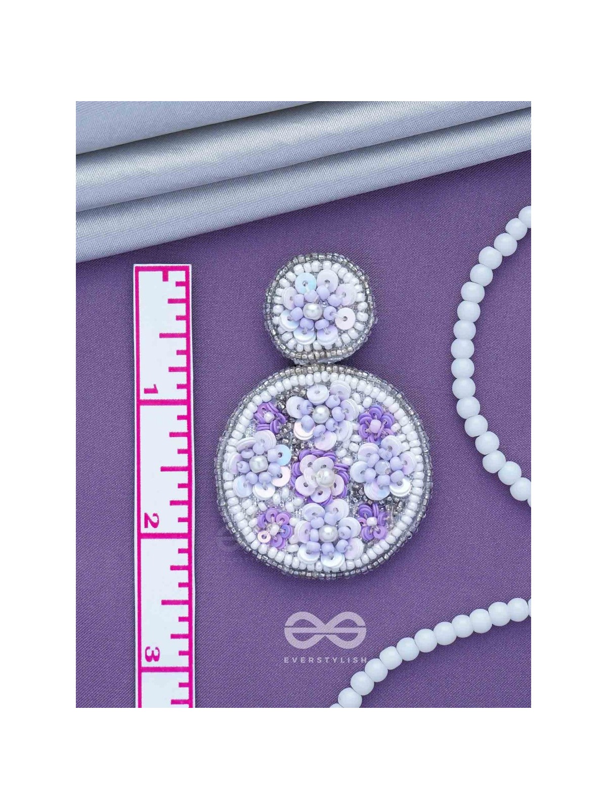 Nimrukti - The Purple Dusk - Beads And Sequins Hand Embroidered Earrings