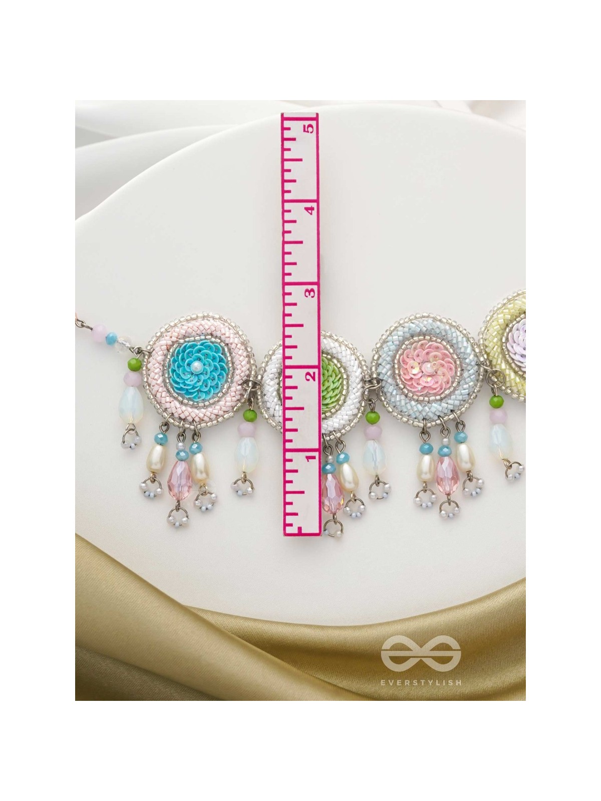 Dhyatva - The Colorful Reflections - Sequins, Glass Drops And Cutdana Hand Embroidered Choker Neckpiece