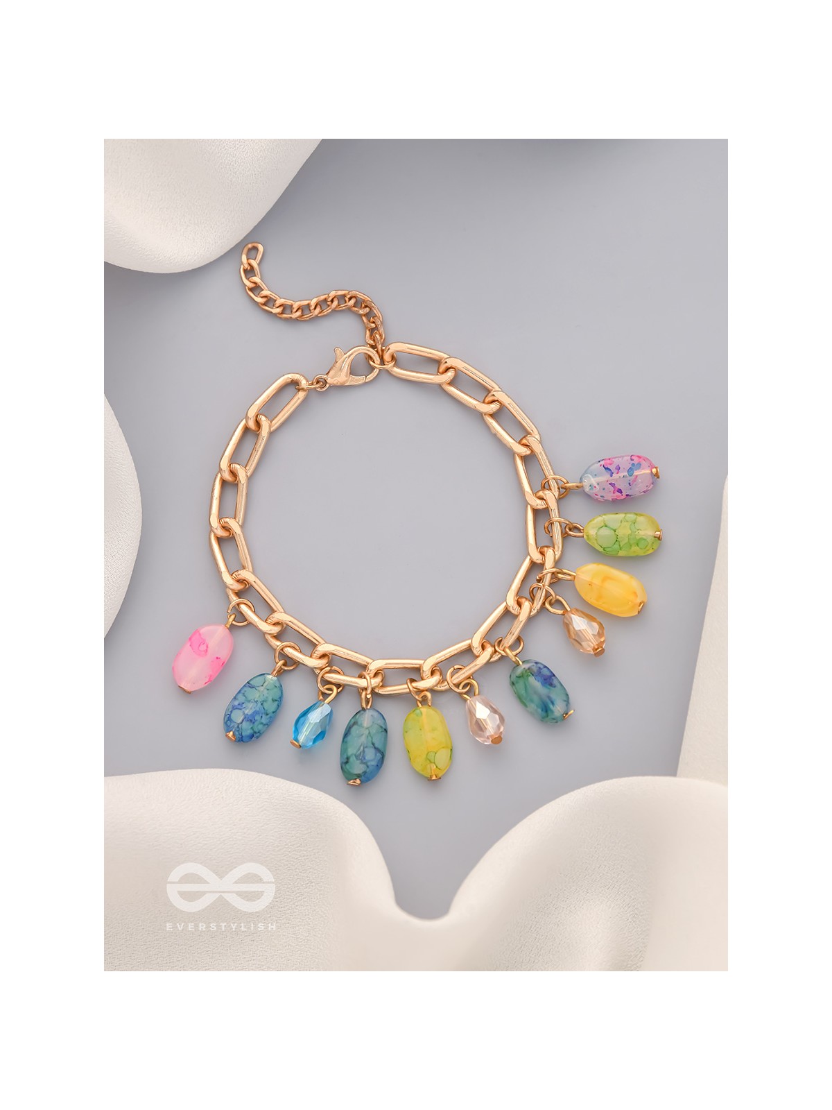 The Rainbow Drops- Golden Embellished Bracelet
