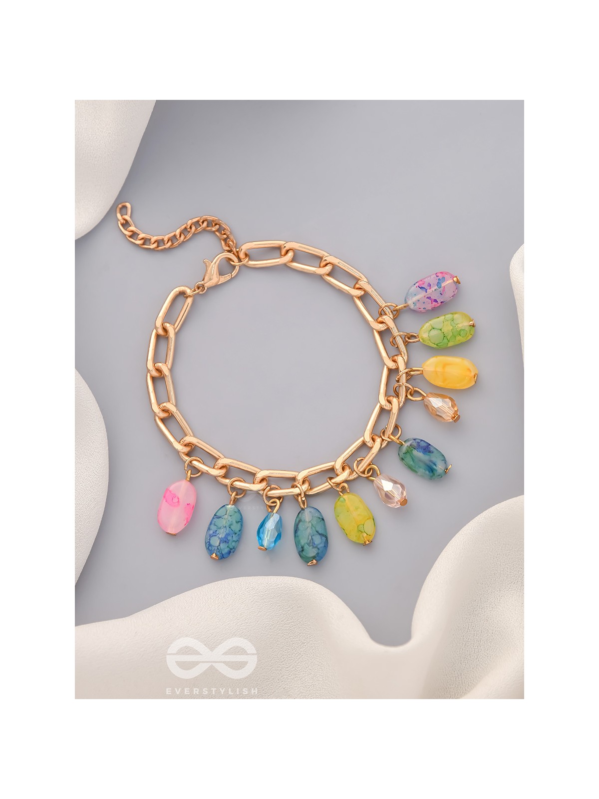 The Rainbow Drops- Golden Embellished Bracelet