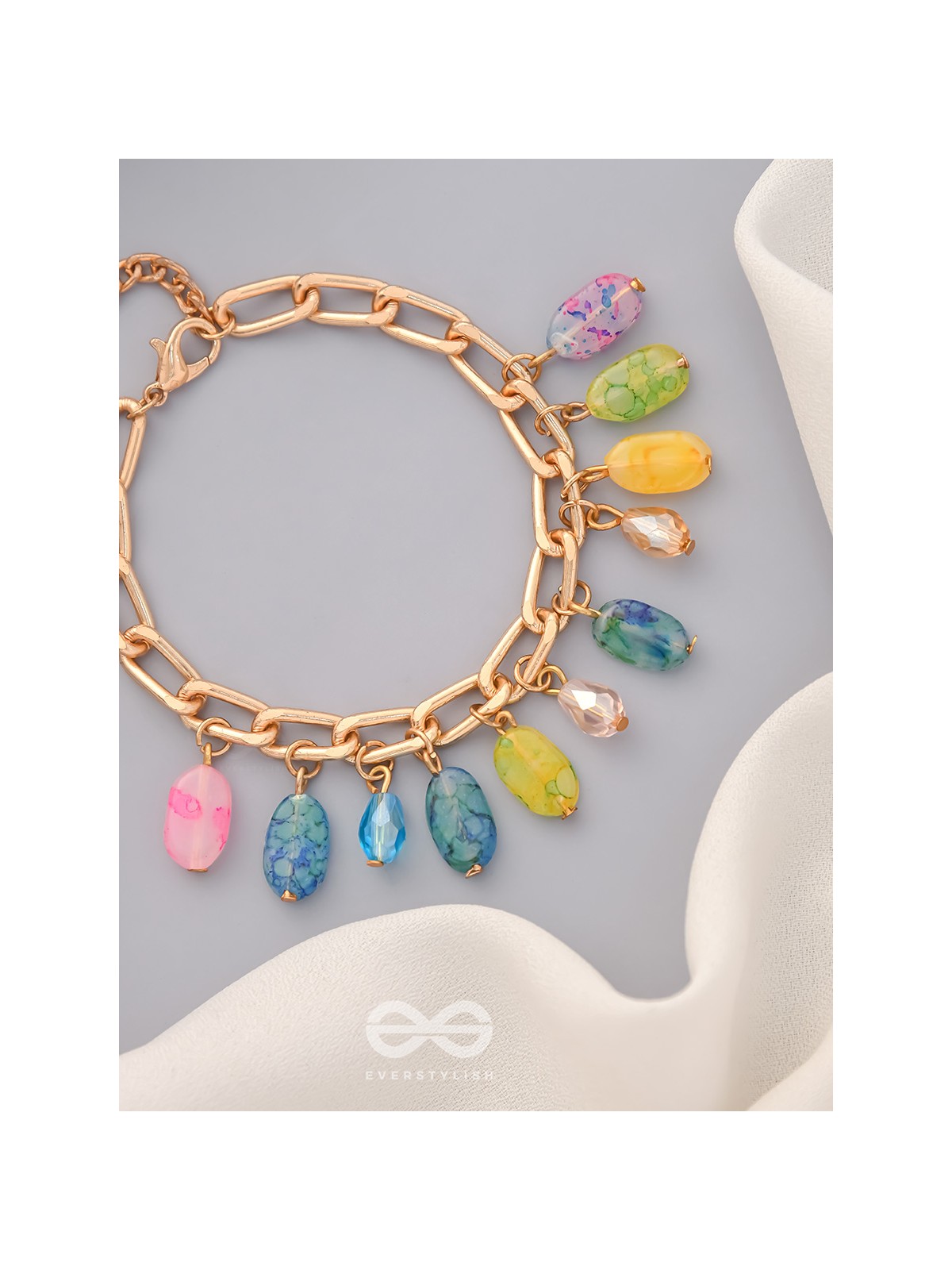The Rainbow Drops- Golden Embellished Bracelet