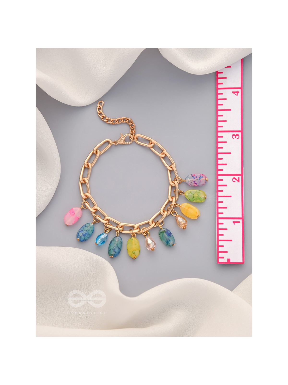 The Rainbow Drops- Golden Embellished Bracelet