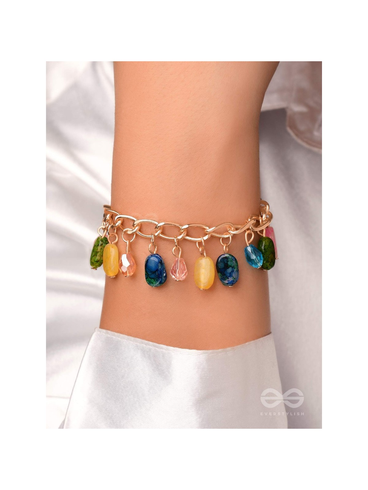 The Rainbow Drops- Golden Embellished Bracelet