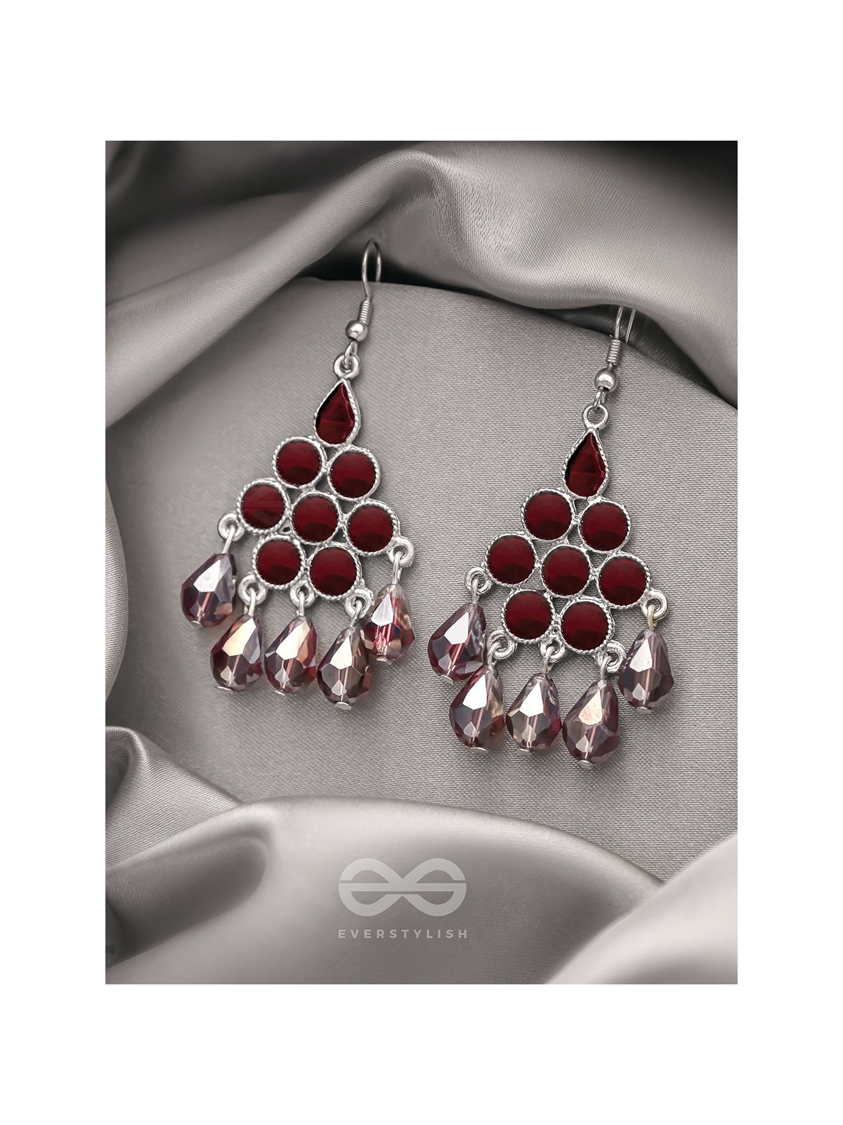 The Maroon Haze- Oxidised Glass Beads Earrings