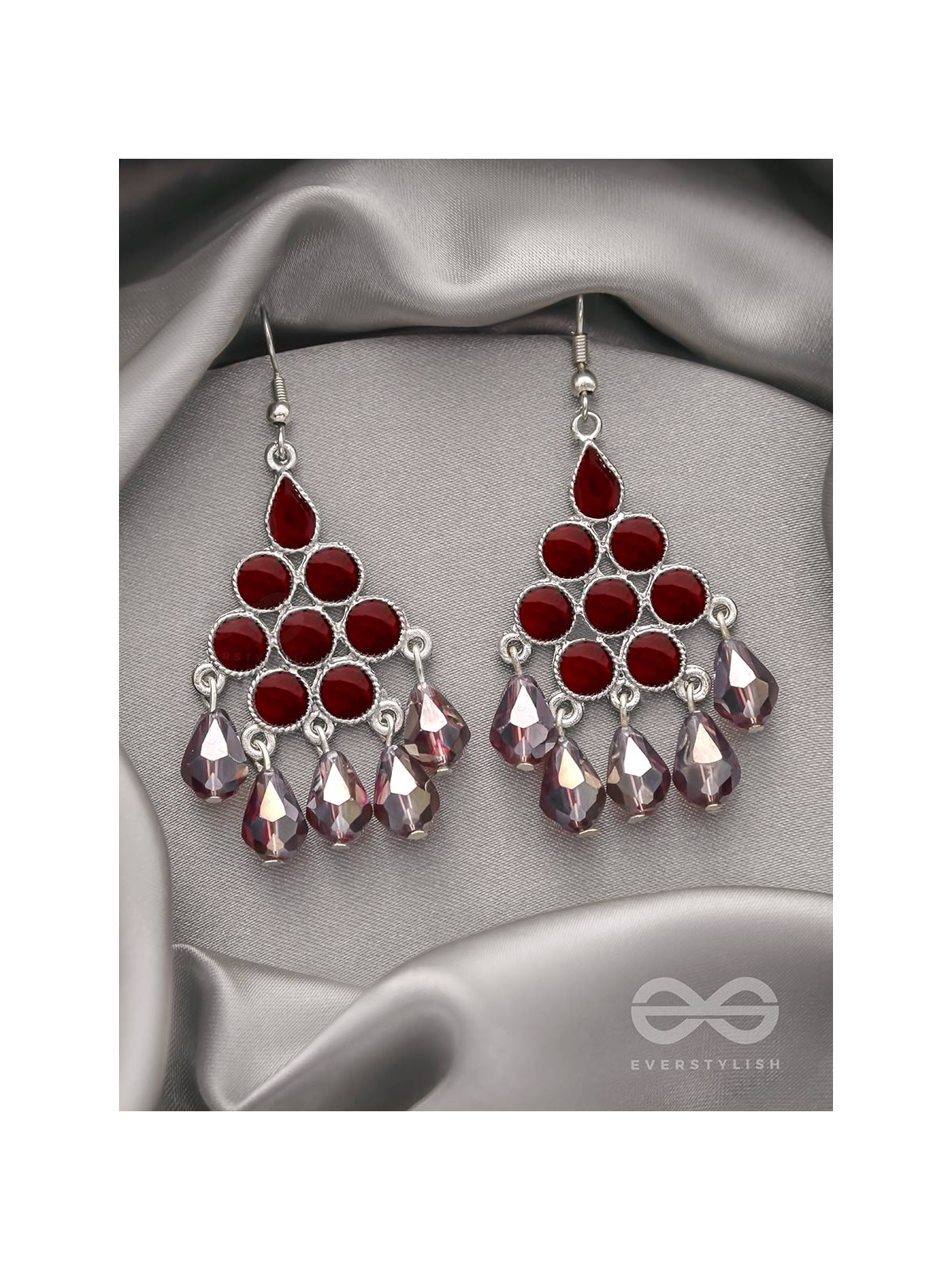 The Maroon Haze- Oxidised Glass Beads Earrings