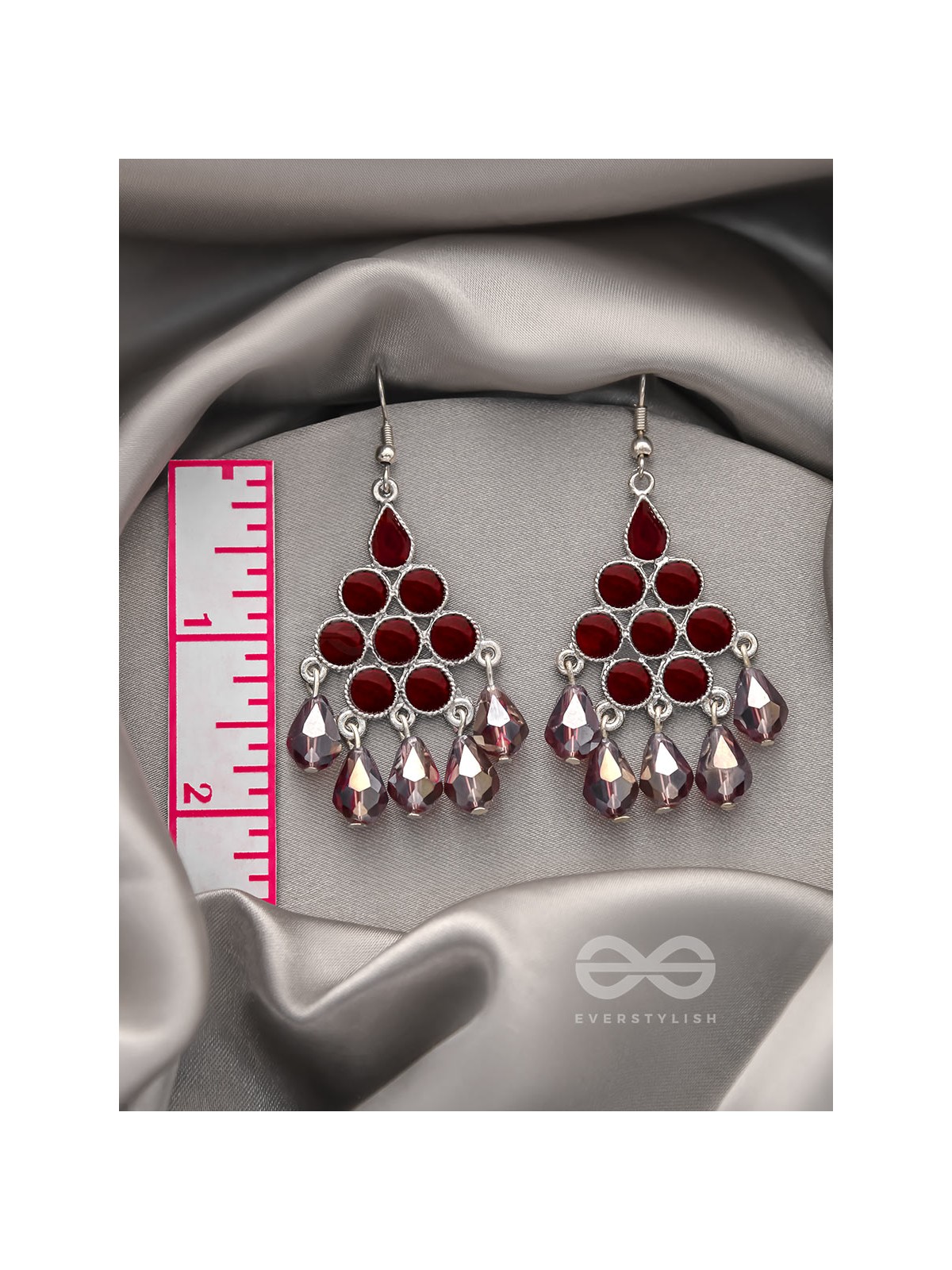 The Maroon Haze- Oxidised Glass Beads Earrings