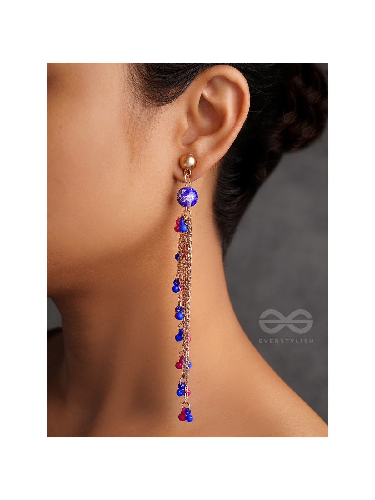 The Celestial Showers- Golden Embellished Earrings