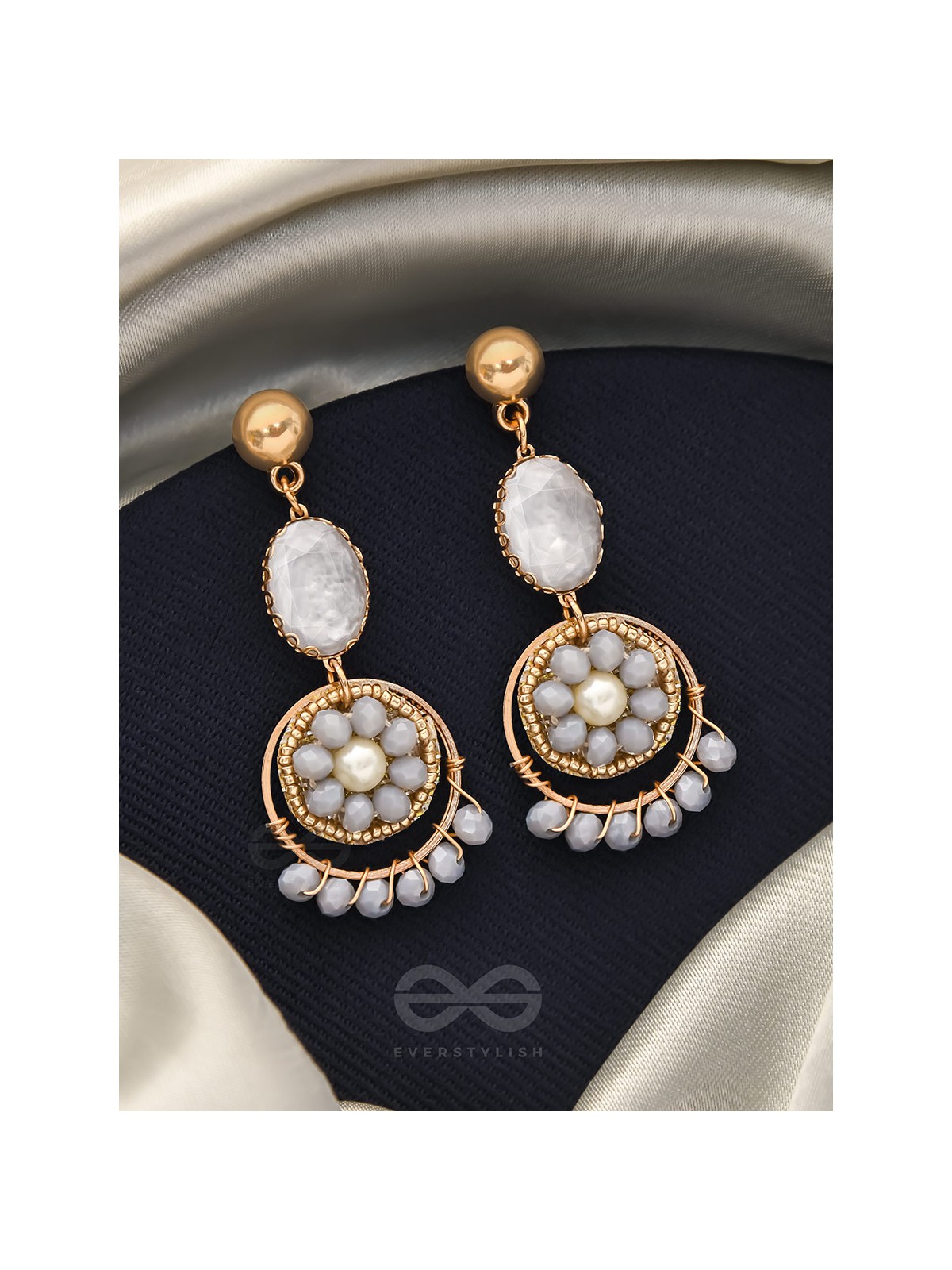 The Ashen Bloom- Golden Bead Earrings