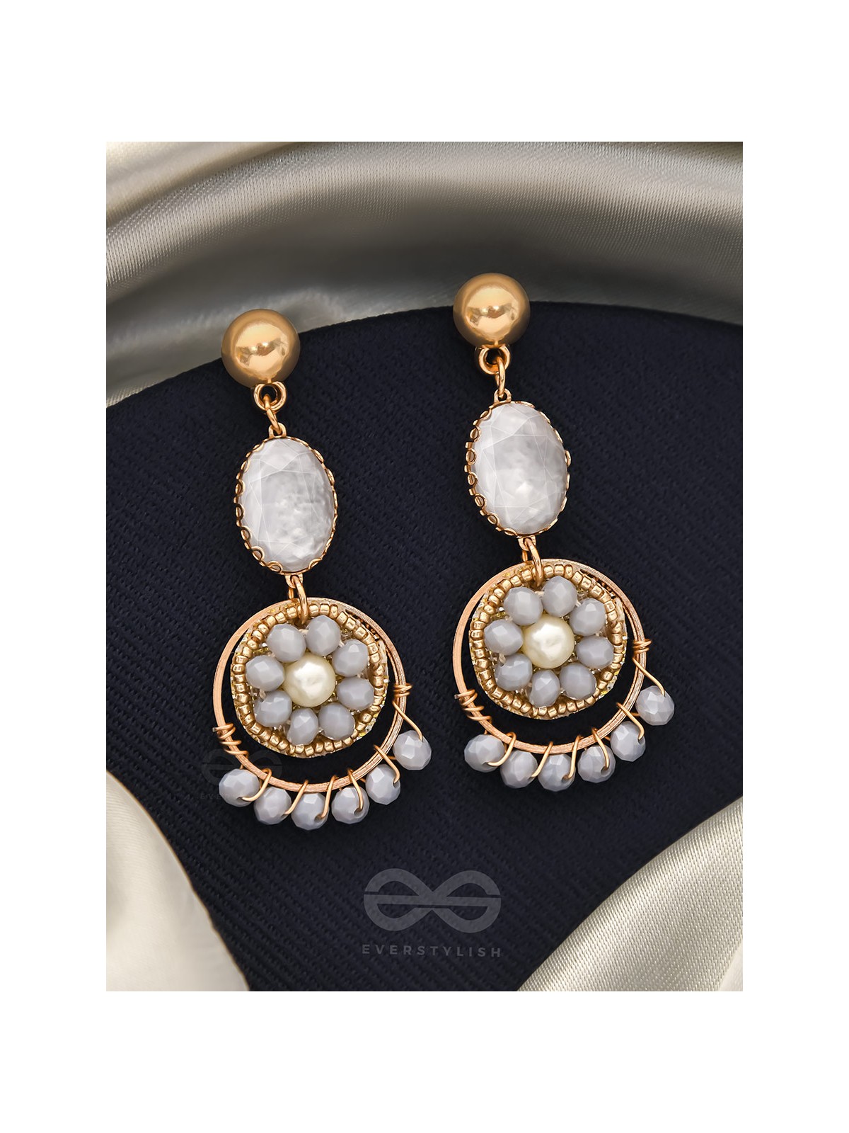 The Ashen Bloom- Golden Bead Earrings