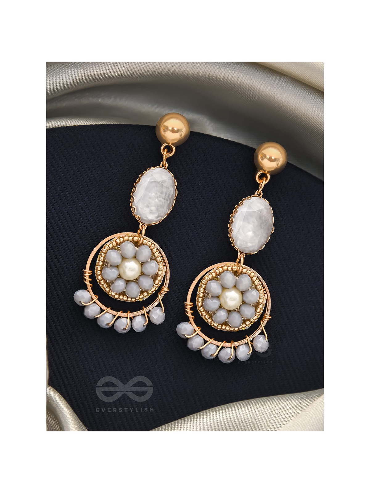 The Ashen Bloom- Golden Bead Earrings