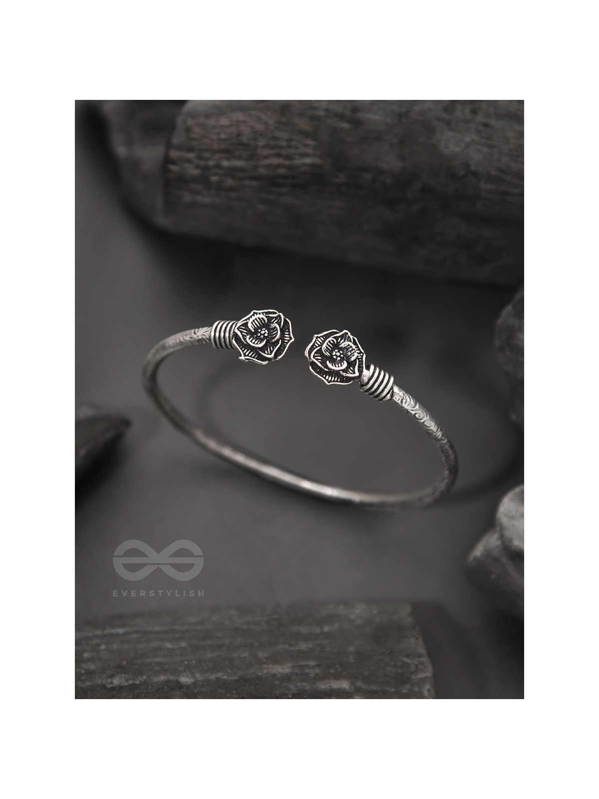 Rosa Mystica- Oxidised Bangle Bracelet