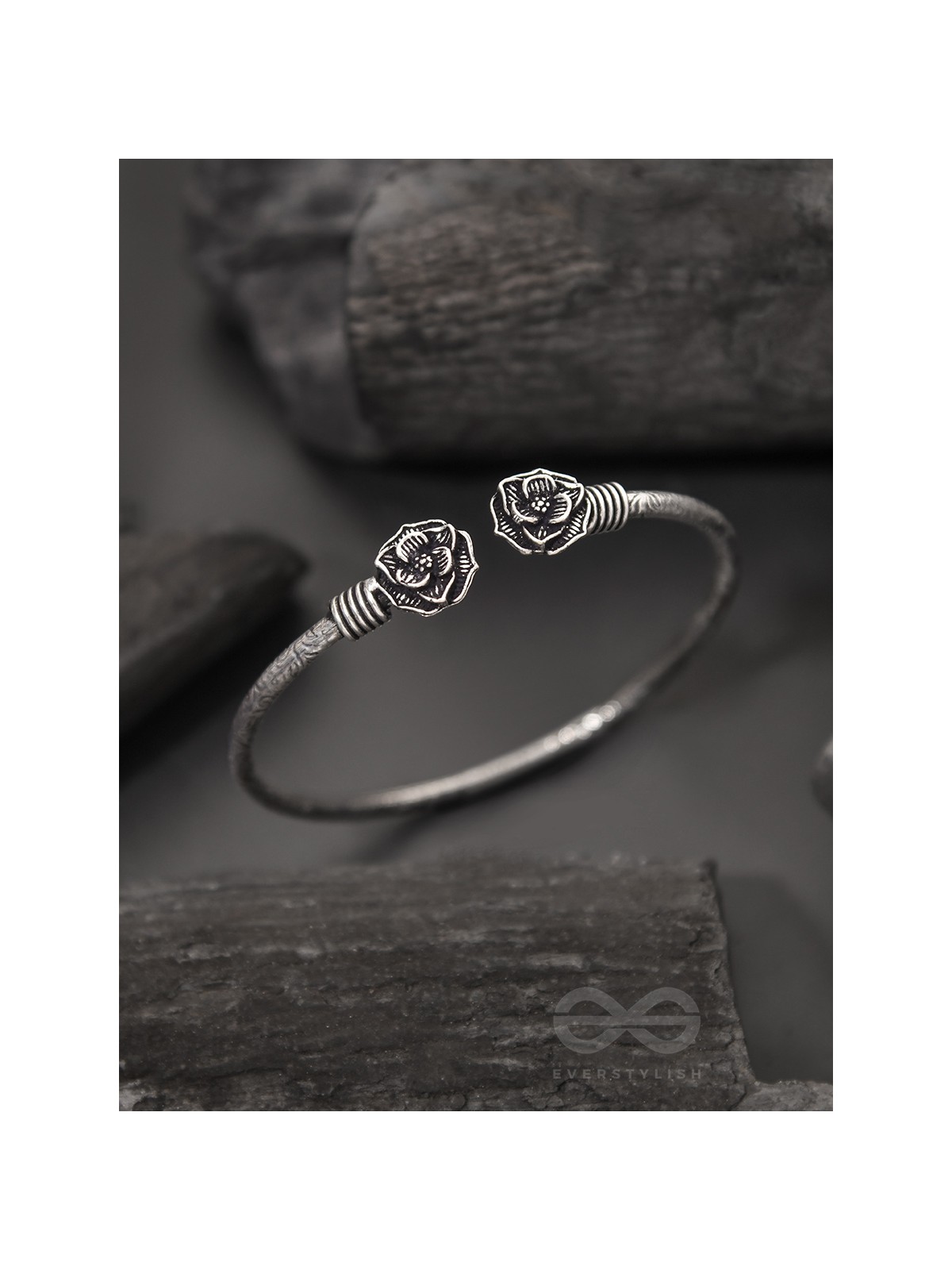 Rosa Mystica- Oxidised Bangle Bracelet