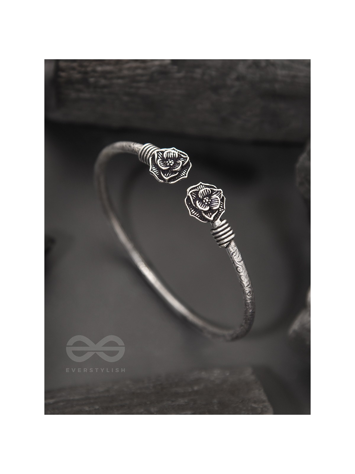 Rosa Mystica- Oxidised Bangle Bracelet